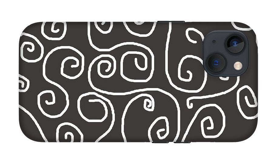 White Swirls On Gray - Phone Case