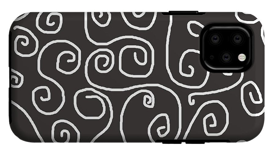 White Swirls On Gray - Phone Case