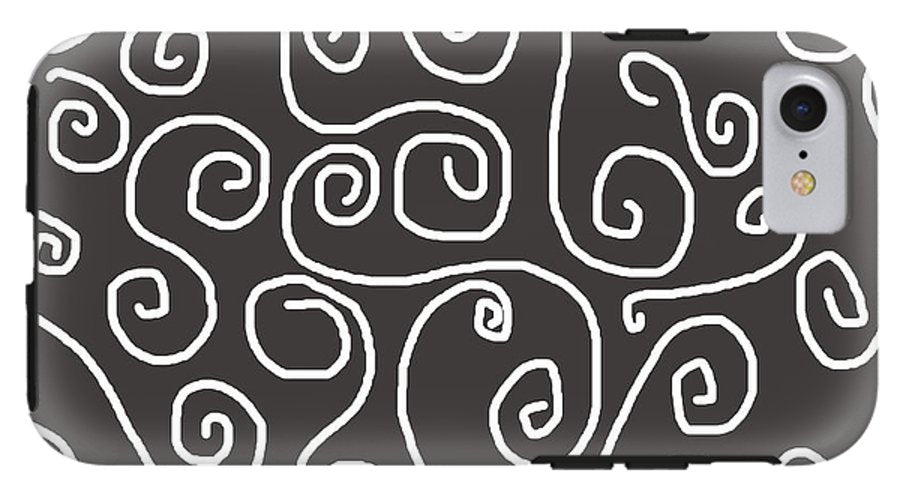 White Swirls On Gray - Phone Case