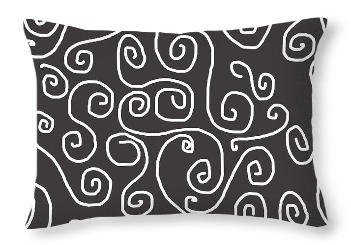 White Swirls On Gray - Throw Pillow
