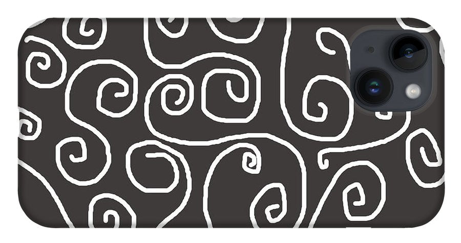 White Swirls On Gray - Phone Case