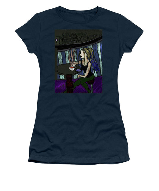 Woman In a Cafe - Women's T-Shirt