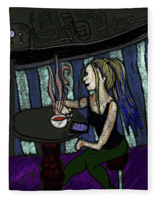 Woman In a Cafe - Blanket