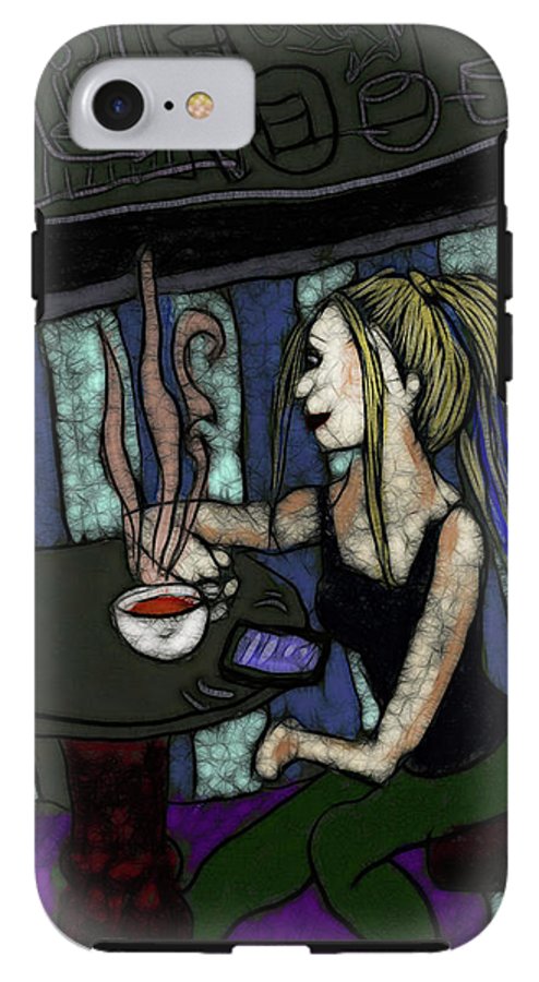 Woman In a Cafe - Phone Case