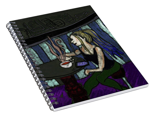 Woman In a Cafe - Spiral Notebook
