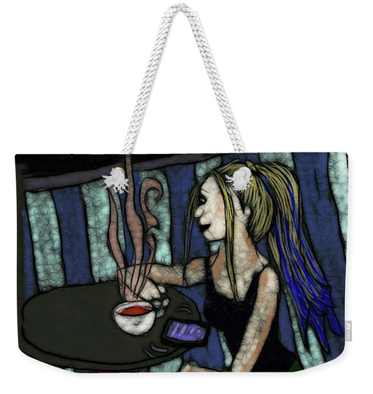 Woman In a Cafe - Weekender Tote Bag