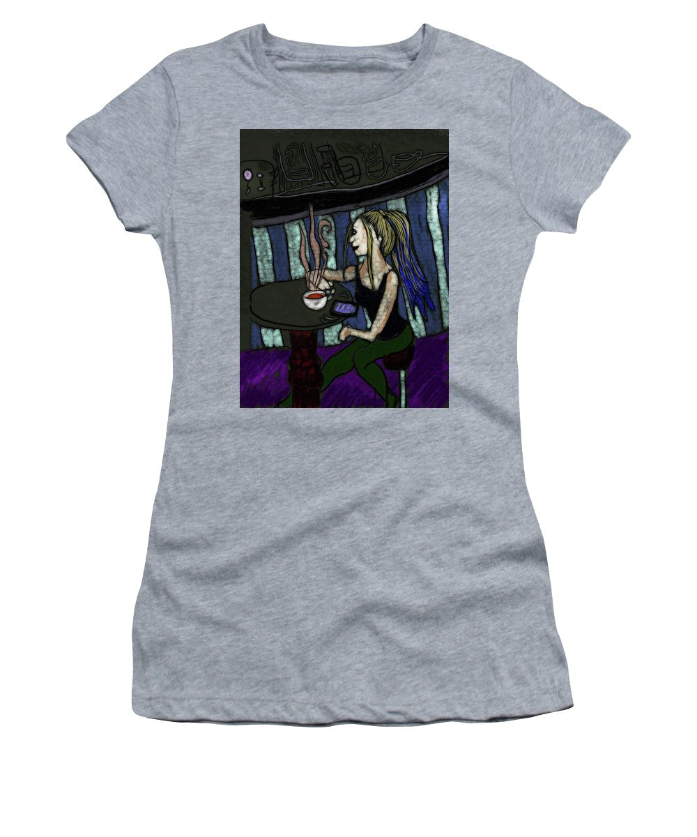 Woman In a Cafe - Women's T-Shirt