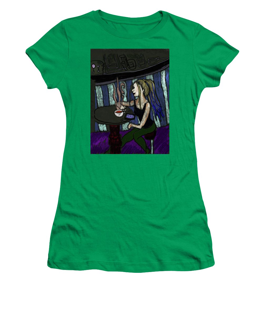 Woman In a Cafe - Women's T-Shirt