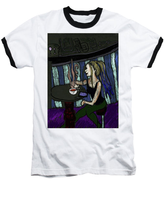 Woman In a Cafe - Baseball T-Shirt