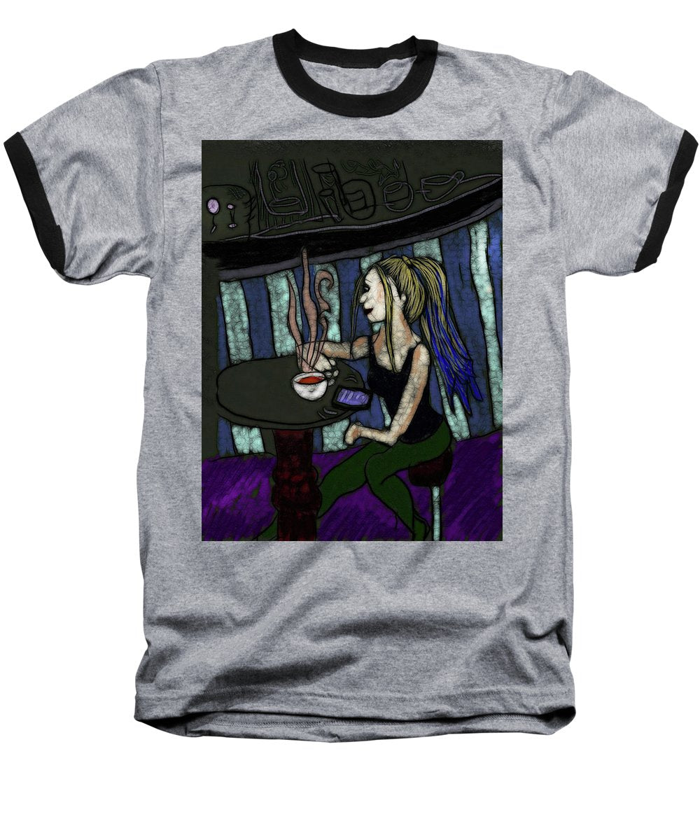 Woman In a Cafe - Baseball T-Shirt