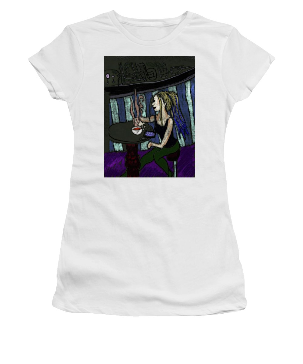 Woman In a Cafe - Women's T-Shirt
