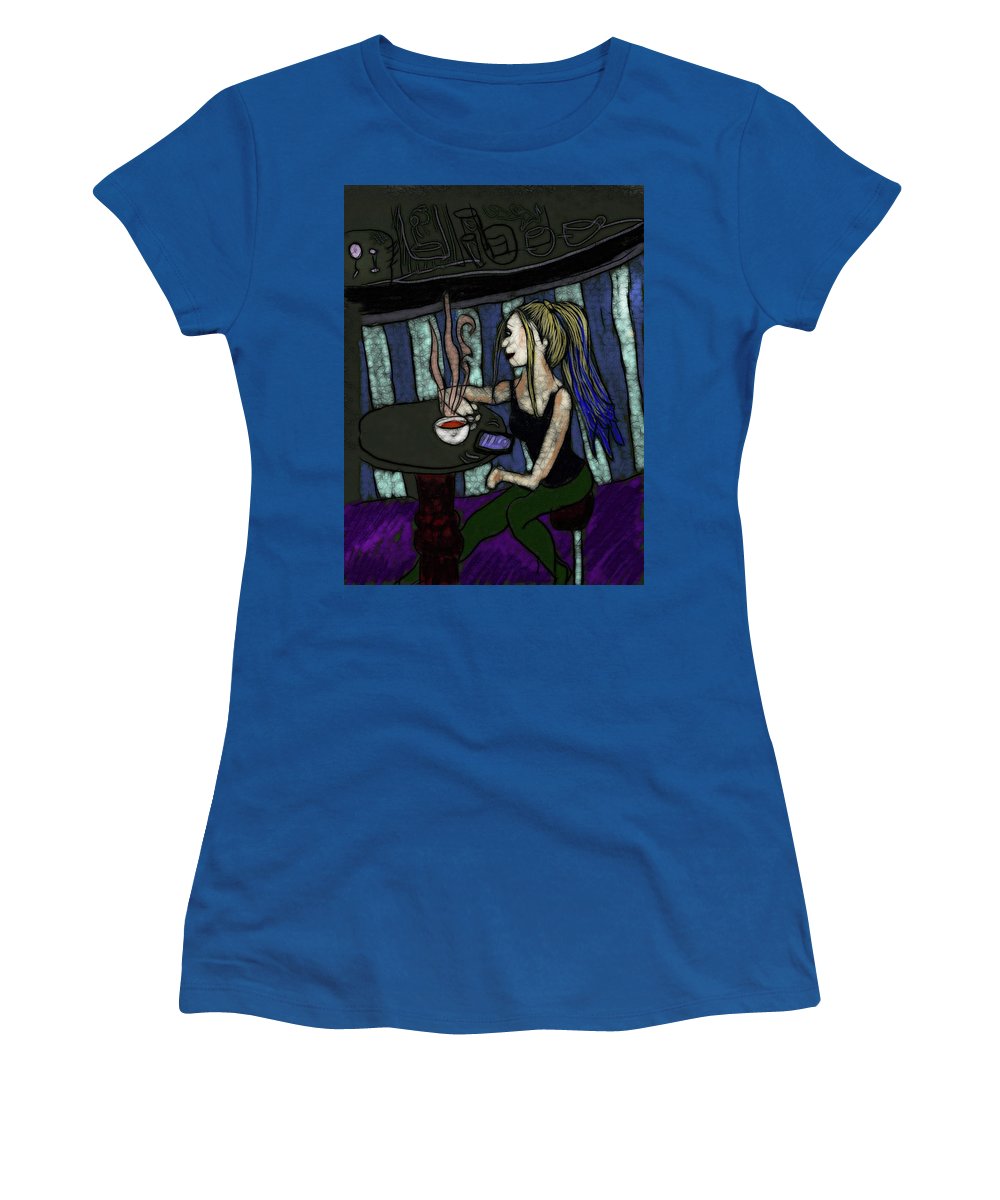 Woman In a Cafe - Women's T-Shirt