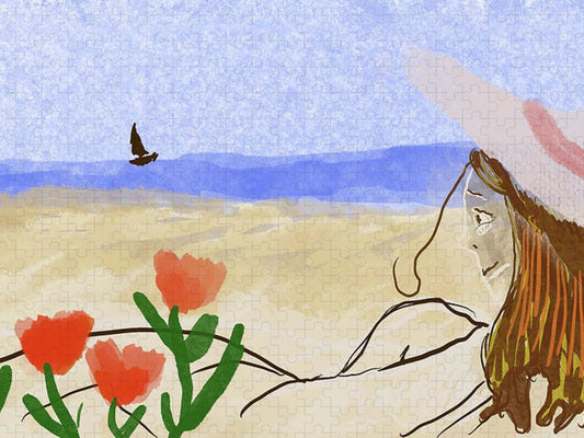 Woman In a Hat On The Beach - Puzzle