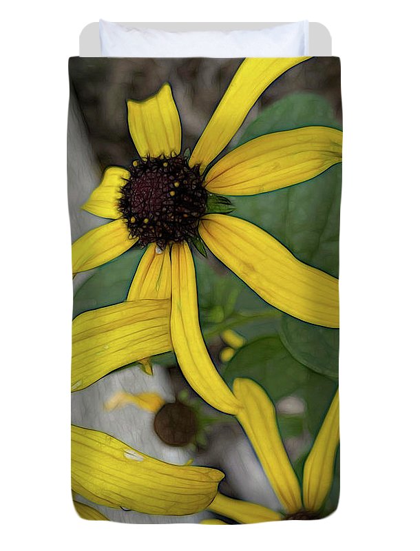 Yellow Cone Flower Close Up - Duvet Cover
