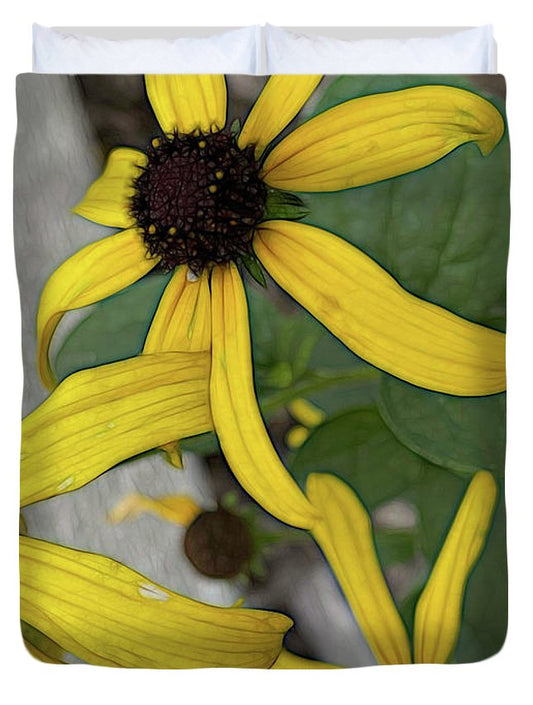 Yellow Cone Flower Close Up - Duvet Cover