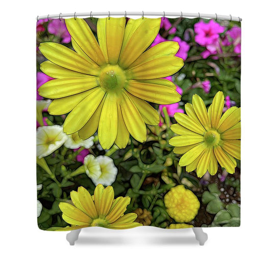 Yellow Daisy Garden - Shower Curtain