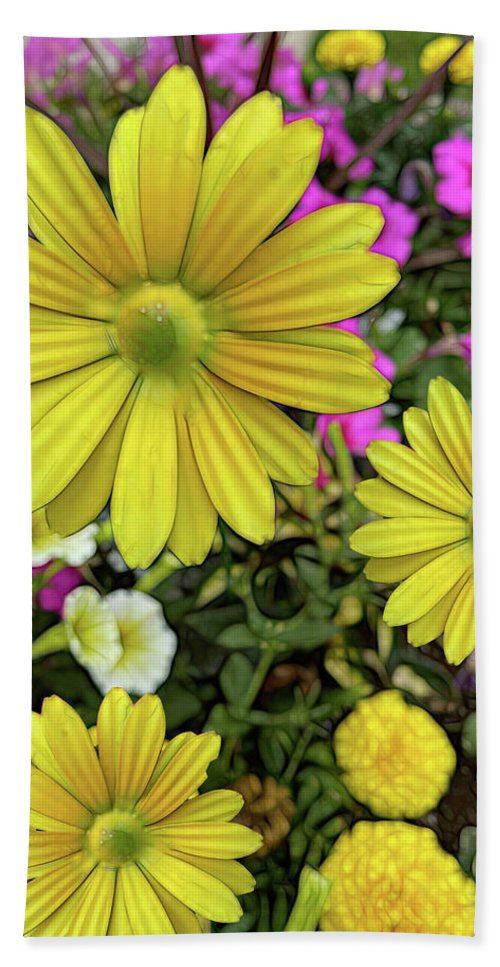 Yellow Daisy Garden - Beach Towel