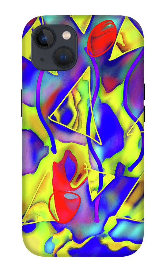 Yellow Triangles Abstract - Phone Case