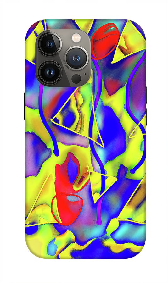 Yellow Triangles Abstract - Phone Case