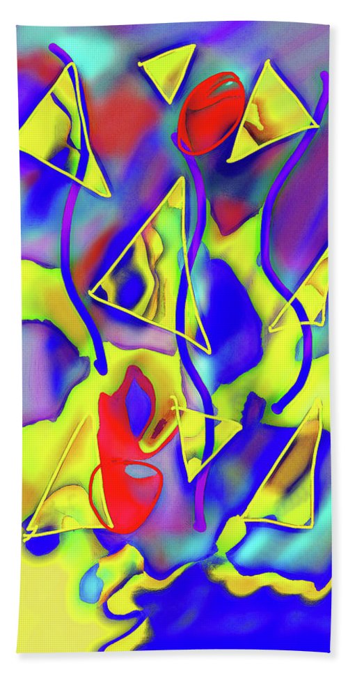 Yellow Triangles Abstract - Beach Towel