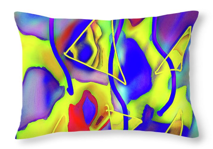 Yellow Triangles Abstract - Throw Pillow
