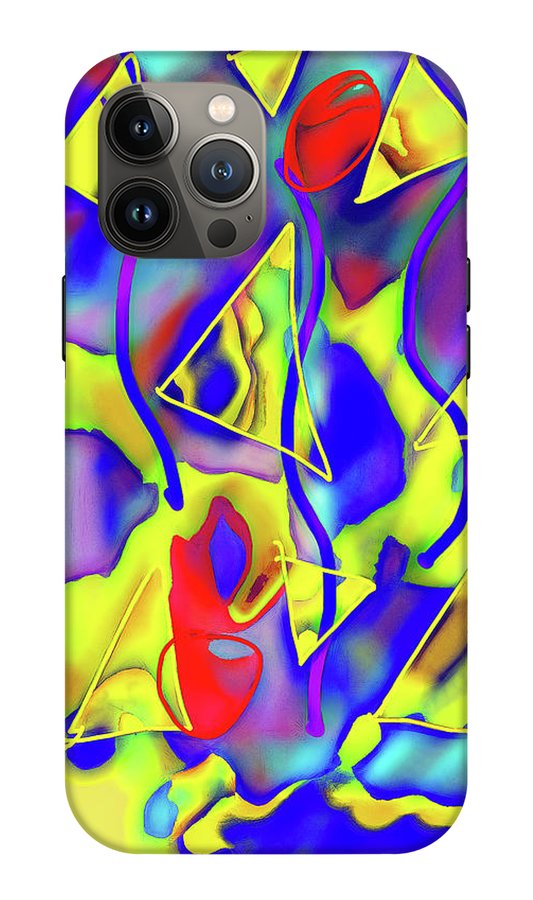 Yellow Triangles Abstract - Phone Case