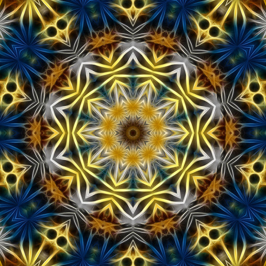 Yellow and Blue Kaleidoscope Digital Image Download