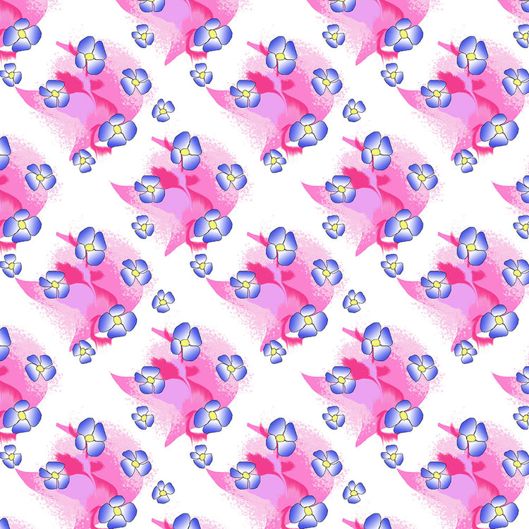 Blue Flowers On Pink