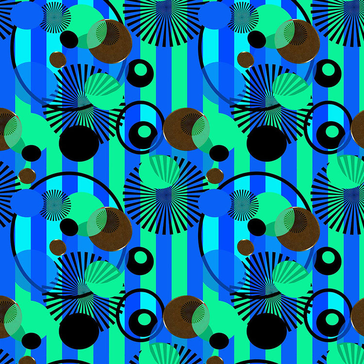 Blue Green Stripes and Dots