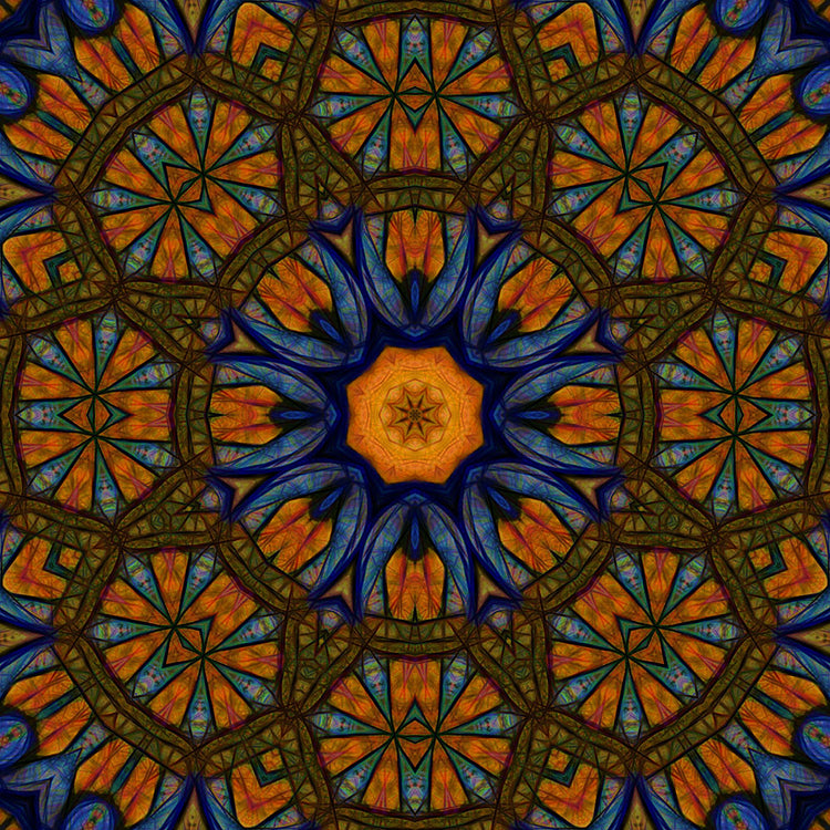 Blue Orange Sketchy Kaleidoscope