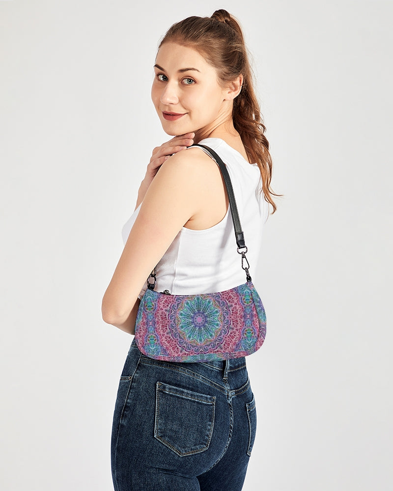 Blue Red Snowflake Kaleidoscope Petite Canvas Pouch