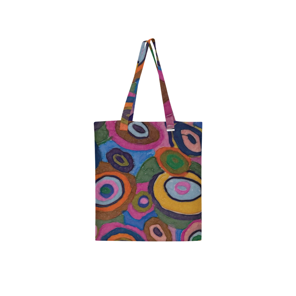 Warm Autumn Bubbles Large City Tote Bag Lined with Inside Pocket – Linen Like Fabric