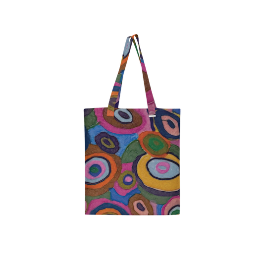 Warm Autumn Bubbles Large City Tote Bag Lined with Inside Pocket – Linen Like Fabric
