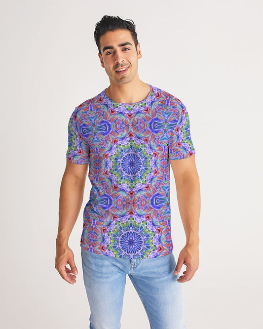 Blue Red Kaleidoscope Men's All-Over Print Tee