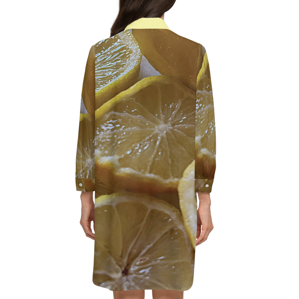 Lemons Women's High-Low Long-Sleeve Hem Shirt-Wrinkle-Free Silky-like Elegance