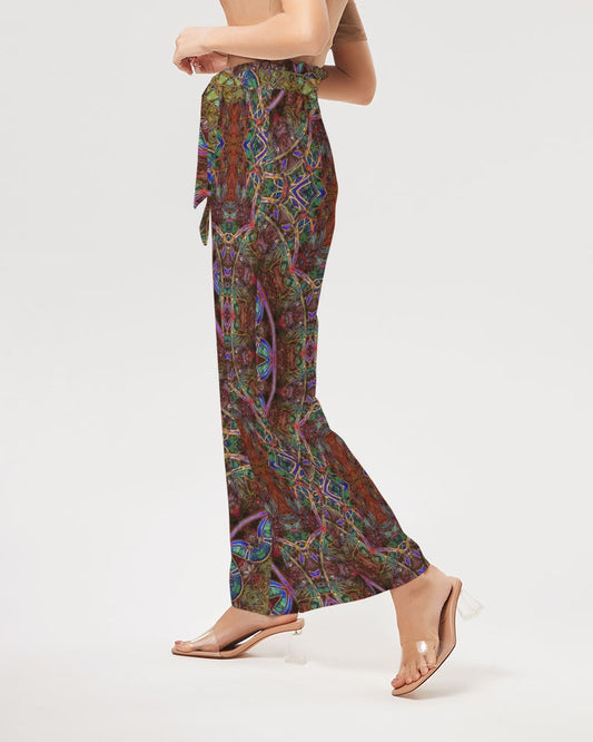 Blue Pink Windy Kaleidoscope Women's All-Over Print High-Rise Wide Leg Pants