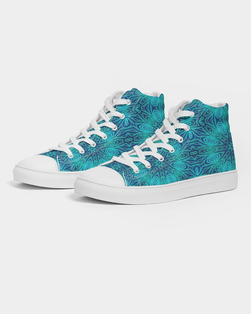 Blue Ice Kaleidoscope Women's Hightop Canvas Shoe