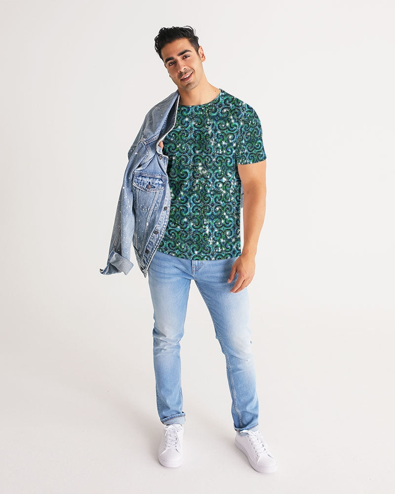 Blue Ice Sparkle Swirl Men's All-Over Print Tee