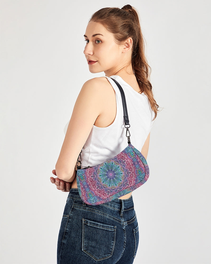Blue Red Snowflake Kaleidoscope Petite Canvas Pouch