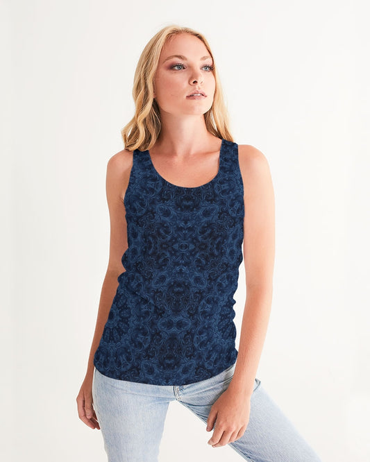 Blue Faux Velvet Kaleidoscope Women's All-Over Print Tank