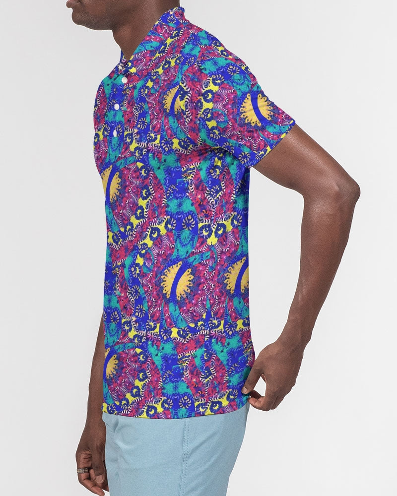 Caribbean Grafitti Men's All-Over Print Slim Fit Short Sleeve Polo