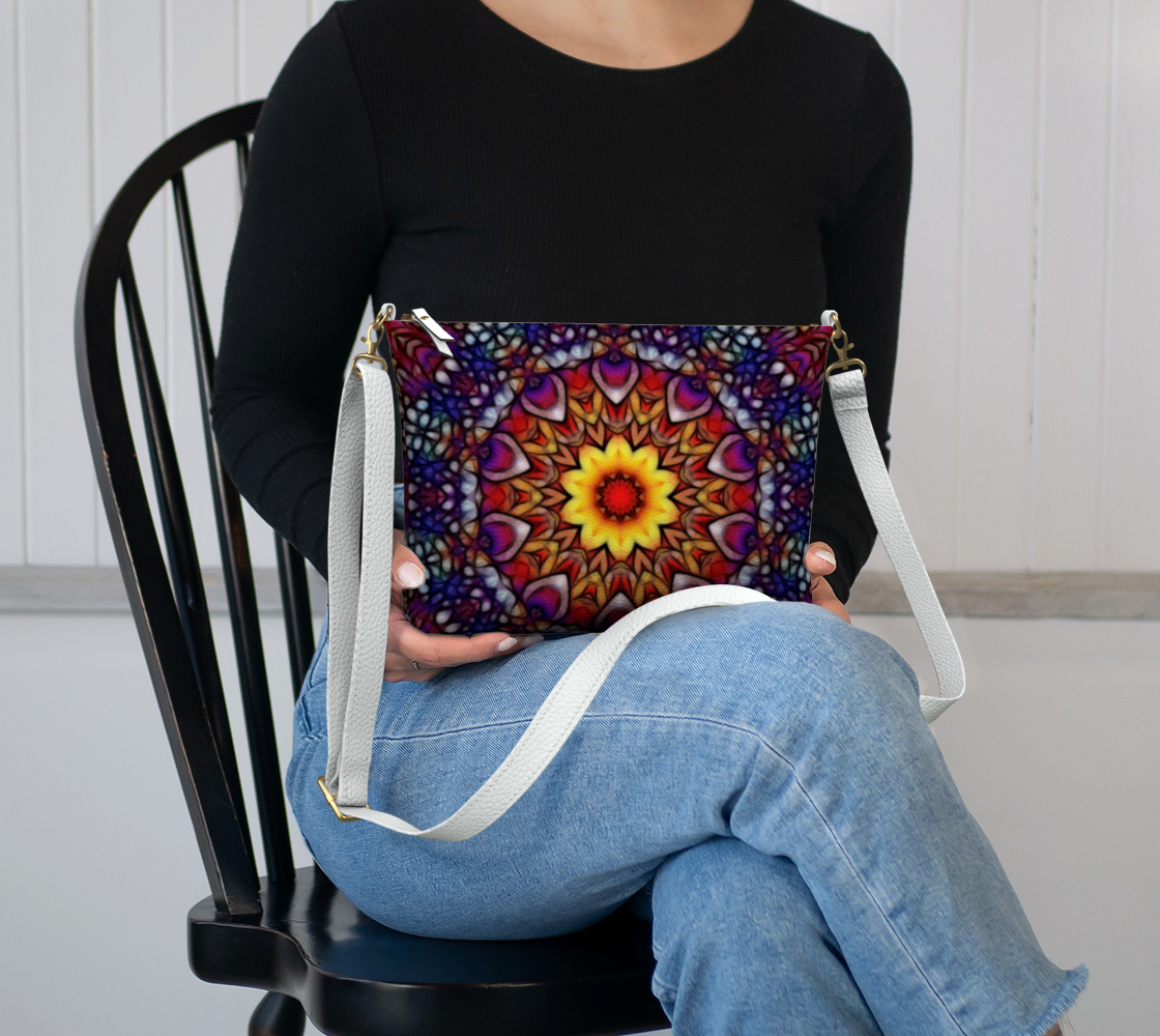 Blue Red Purple Kaleidoscope Vegan Crossbody Purse