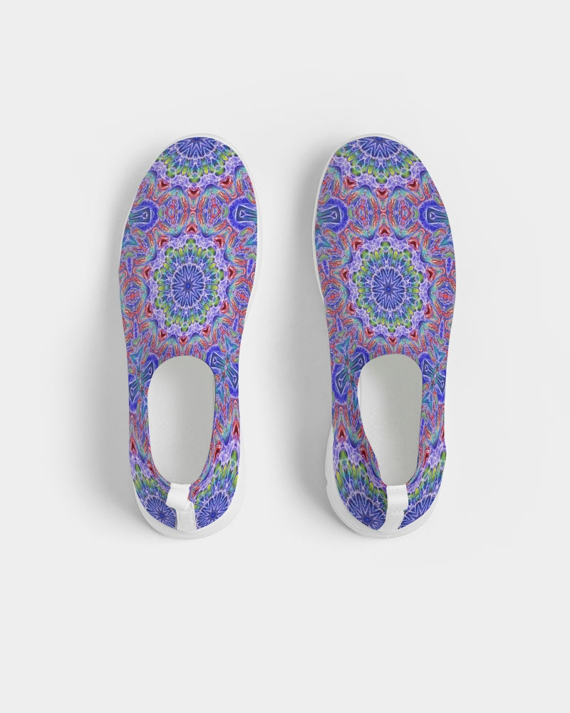 Blue Red Kaleidoscope Women's Slip-On Flyknit Shoe