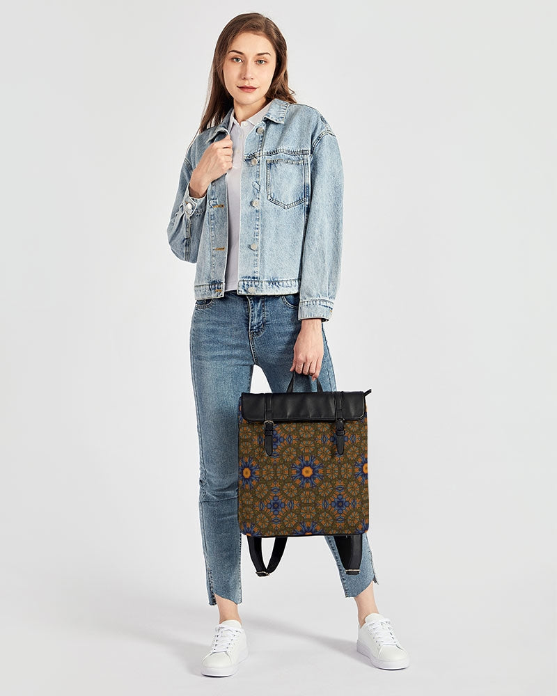 Blue and Yellow Sketch Kaleidoscope  Casual Flap Backpack