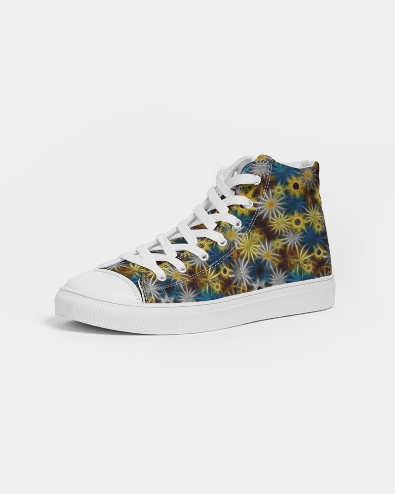 Blue and Yellow Glowing Daisies Women's Hightop Canvas Shoe