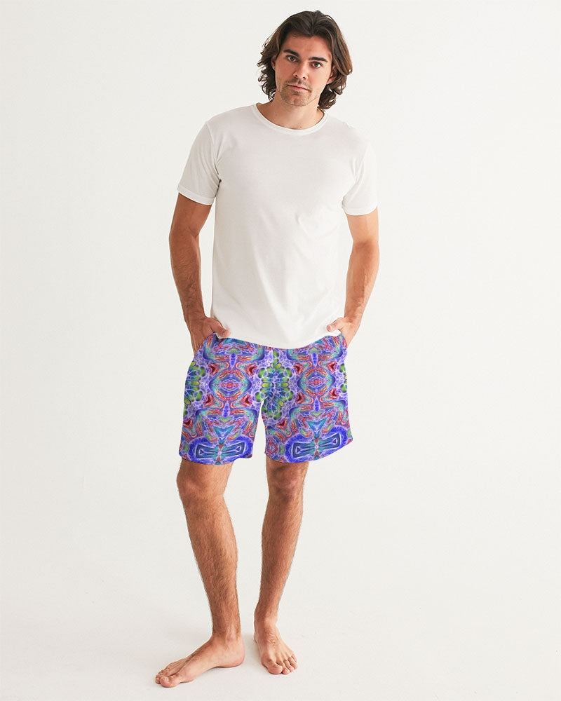Blue Red Kaleidoscope Men's All-Over Print Swim Trunk