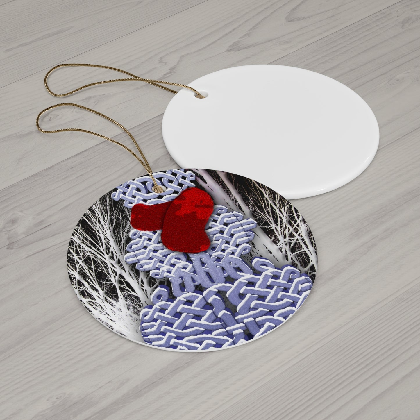 Star Ceramic Ornament Celtic Knot Snowman — Holiday Christmas Tree Decoration