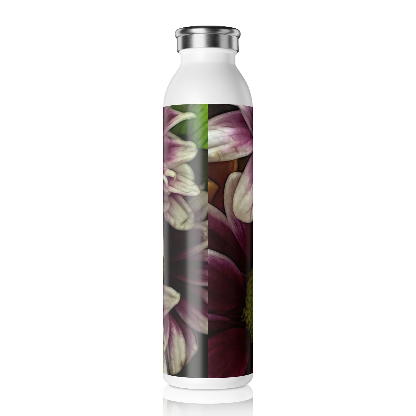 October Flowers 2 Slim Water Bottle - Elegant Hydration for Nature Lovers