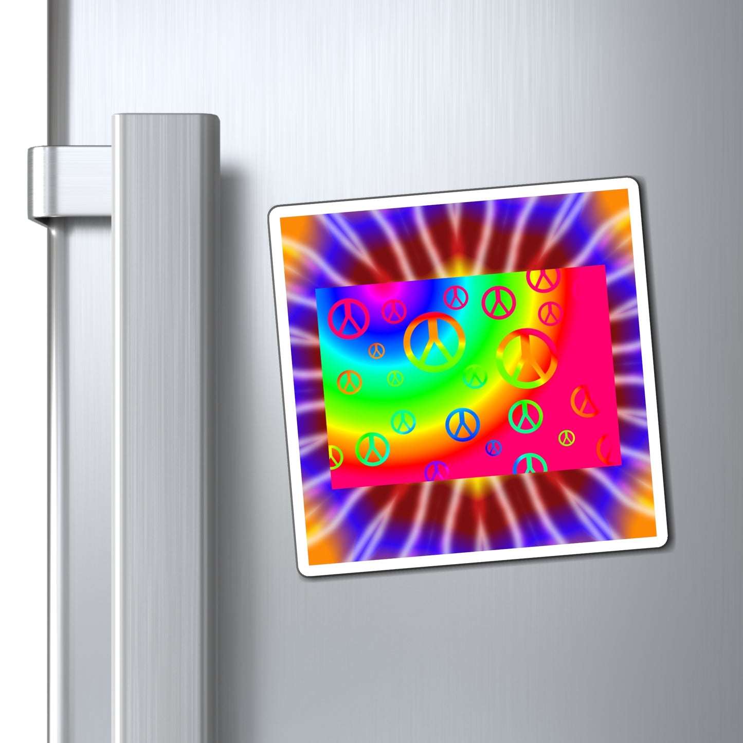 Rainbow Tie Dye Peace Sign Magnets