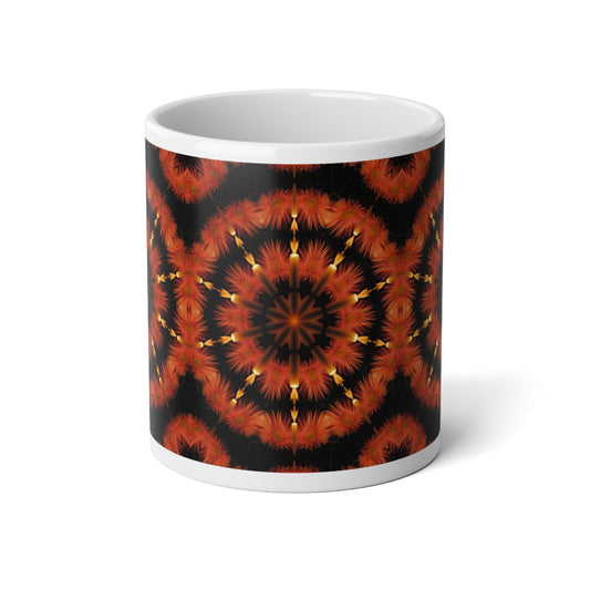 Pink Flowers and Candles Kaleidoscope Jumbo Mug, 20oz Coffee Cup for Cozy Mornings, Unique Gift, Home Décor, Fall Style, Tea Lovers